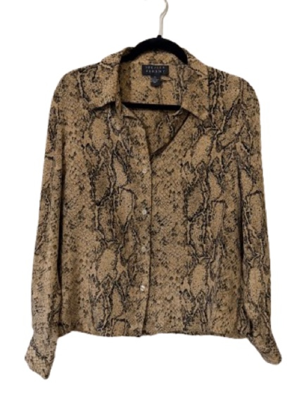 Spenser Jeremy 100% Silk Snake Print Button Front Blouse Size 10 Animal Print